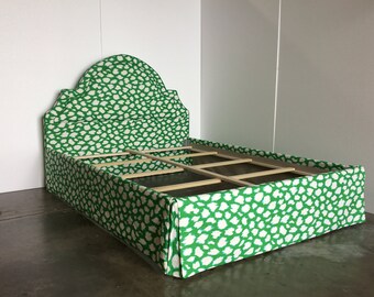 Custom Bed - With Curved Headboard, Inset Piping