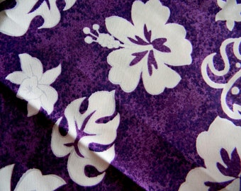 NEW!!!  Hawaiian Print - A Variegated Purple with White Hibiscus Print