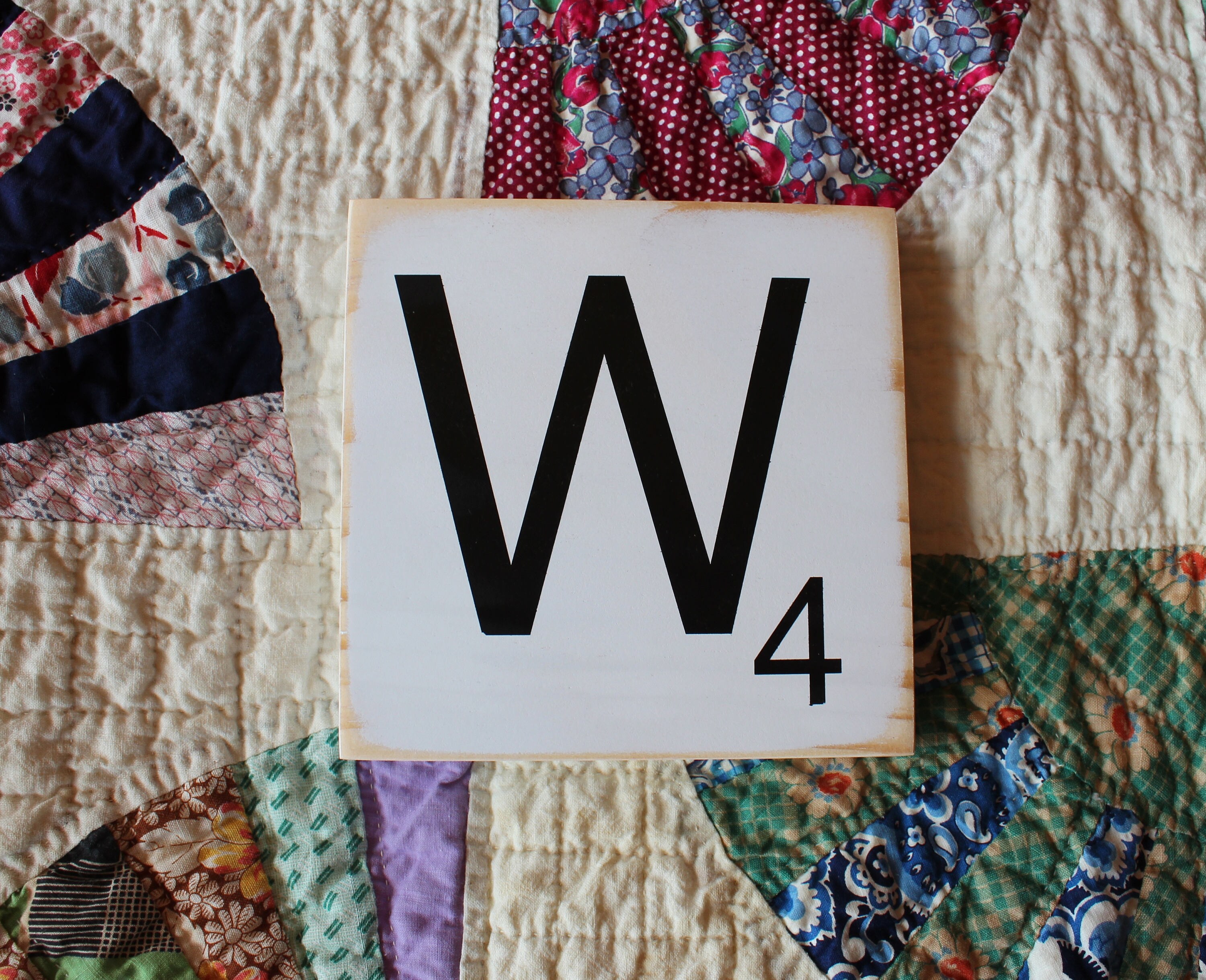 White Scrabble Tile/Wall Decor/Scrabble Wall Art/Large