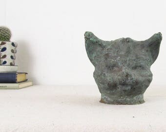 antique doll head,antique cat head,antique industrial foundry mold,doll head mold,cat head mold,cat sculpture circa 1940