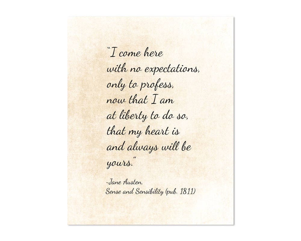 Jane Austen Art Print Sense & Sensibility Quote Jane Austen