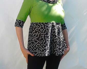 Womens shirt, casual shirt, cotton knit, handmade, green shirt, soft, comfortable, casual shirt, travel friendly, machine washable