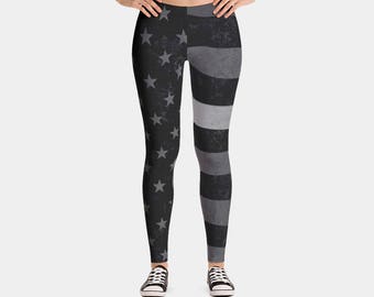 thin blue line workout leggings