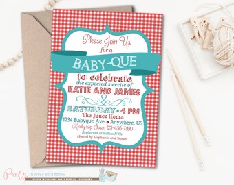 BBQ Baby Shower Invitation, Barbeque Baby Shower, Baby Q invitation, Red Gingham Baby Shower Invitation, Babyq, Couples Baby Shower