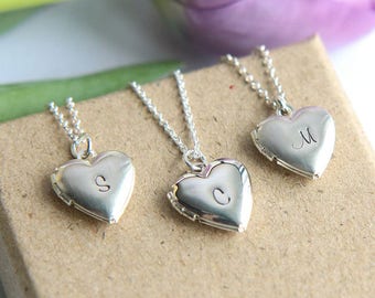 Heart Locket Necklace, Personalized Locket, Heart Locket, Initial Locket necklace, Tiny Locket Necklace, Silver Locket Heart, Heart Necklace
