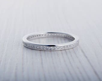 2mm wide lab diamond full eternity ring stacking ring in white gold or titanium - Etsy Wedding Rings 2mm wide lab diamond full eternity ring stacking ring in white gold or titanium - Etsy Wedding Rings