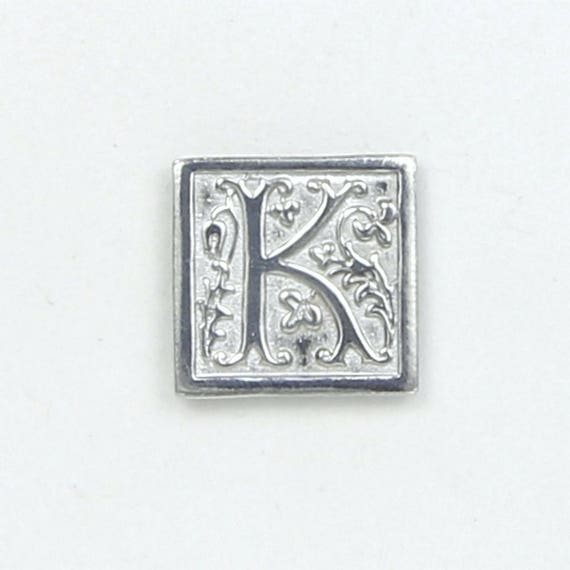 Bright Pewter Letter K Initial Pin with Magnetic Back Closure