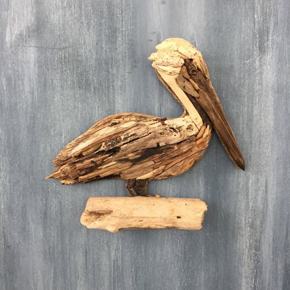 Driftwood Pelican Coastal Wall Decor