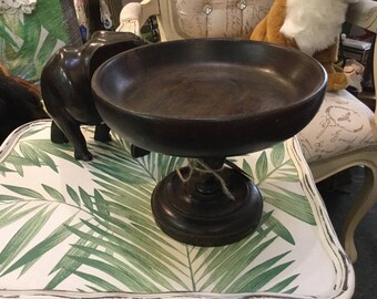 Art Deco wooden pedestal dish