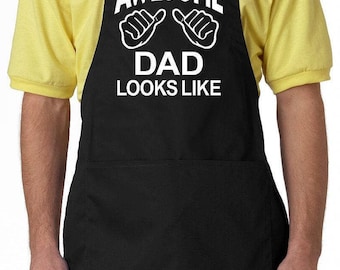 Black Aprons for Men With Pockets, This Is What An Awesome Dad Looks Like, Dad Christmas Gift