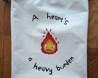 Sac pochon Calcifer / pounch bag Calcifer / Karushifâ / studio ghibli / Howl's moving castle