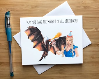 Game of Thrones Birthday Card, Daenerys Targaryen, Game of Thrones Dragons, Jon Snow, GOT Art, House Stark, Game of Thrones Gift, Happy Bday