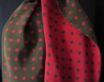 Vintage 1950's spotty foulard silk scarf double layer/reversible 139 x 20 cm EXCELLENT condition