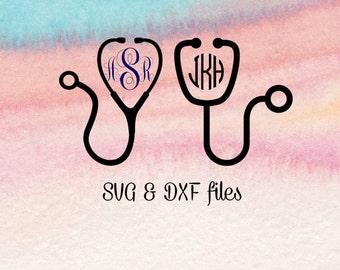 Stethoscope SVG cut file, Stethoscope monogram svg, Dxf files for silhouette, Nurse Monogram svg files for cricut Cricut Design Space Svg