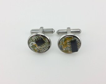 Stainless Steel Circuit Board Cuff Links