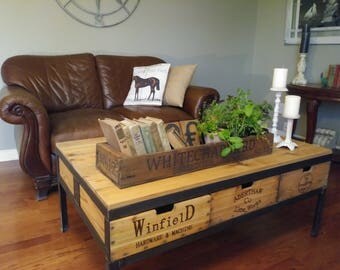 Rustic 6 Drawer Vintage Crate Coffee Table Farmhouse Industrial Reclaimed Warehouse Lumber Rustic 6 Drawer Vintage Crate Coffee Table Farmhouse Industrial Reclaimed Warehouse Lumber