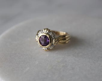 electroplate 14k gold natural amethyst engagement ring