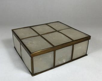 Vintage 6" Capiz Shell Jewelry or Dresser Box