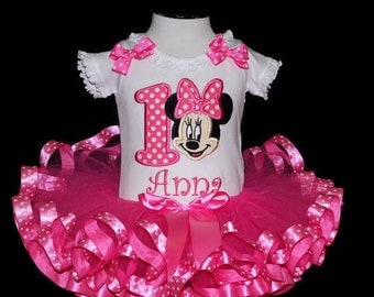 minnie mouse birthday outfit, minnie mouse birthday tutu dress, personalized minnie mouse 1st birthday outfit, cake smash outfit girl, baby