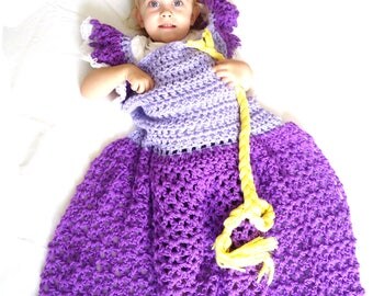 Princess Dress Blanket Pattern, Crochet Dress Blanket, Rapunzel Dress Blanket Crochet Pattern, Rapunzel Blanket Pattern, Blanket Dress pdf
