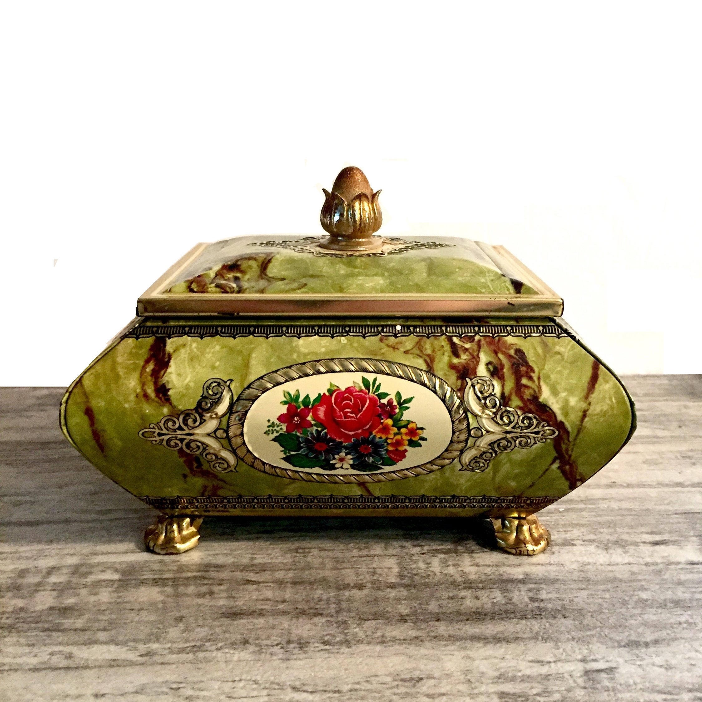 Vintage Jewelry Box Candy Tin Jewelry Casket Keepsake Box