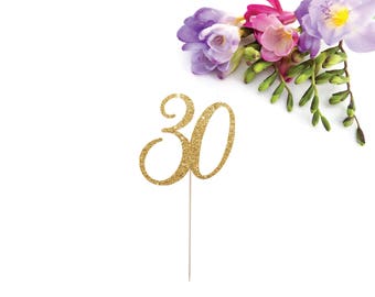 30 Cake Topper, Thirty Cake Topper, 30th Birthday Cake Topper, Thirtieth Cake Topper, Age Cake Topper, Hello 30, Glitter Thirty Cake Topper