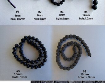 SALE. Natural Lava Beads Strands Round, Cube, Rectangle Black 4 6 8 10 12 14mm, by pcs or strand (BD-A200)