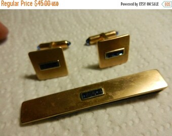 Summer Sale Nice Krementz Steel Back Engraved Tie Bar and Cuff-links Set