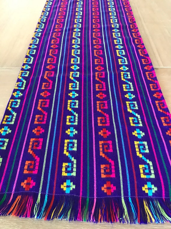 Mexican table runner. Bright purple, Fiesta Decor linens, Tribal Serape