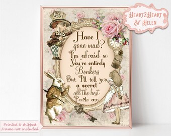 Alice In Wonderland Wall Art Bonkers Nursery Print Decor Alice In Wonderland Wall Art Bonkers Nursery Print Decor