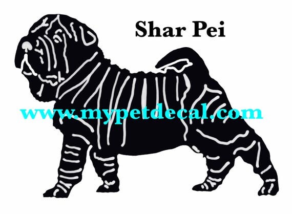 SHAR PEI decal | FREE shipping | decals for tumblers, cars, laptops, devices etc | wall decals upon request