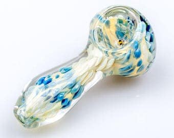 Fumed Glass Pipe with Water Drop Accents