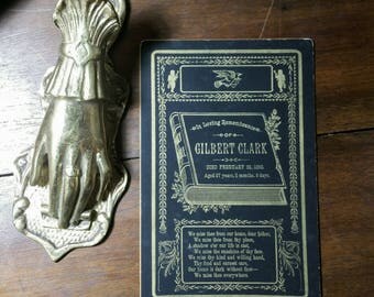 victorian memorial funeral card Gilbert Clark 1890.