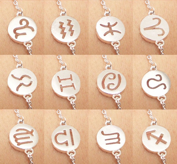 Silver Zodiac Sign Bracelet Astrology Bracelet Constellation