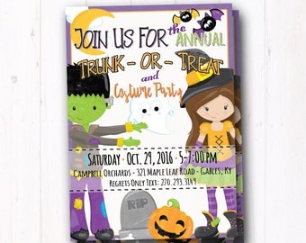 Halloween Party Invitation - Trunk or Treat Flyer - Costume Party - Kids Trick or Treat - Halloween Birthday Party Invite - Haunted House