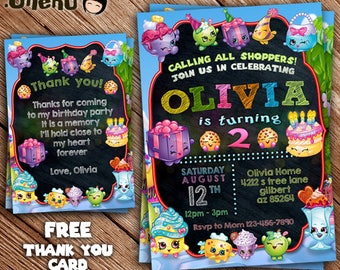 SALE SHOPKINS Birthday Invitation - Printable - Shopkins Theme - Shopkind Birthday Party Favor - for Girl and Boy - Celebration - Customize