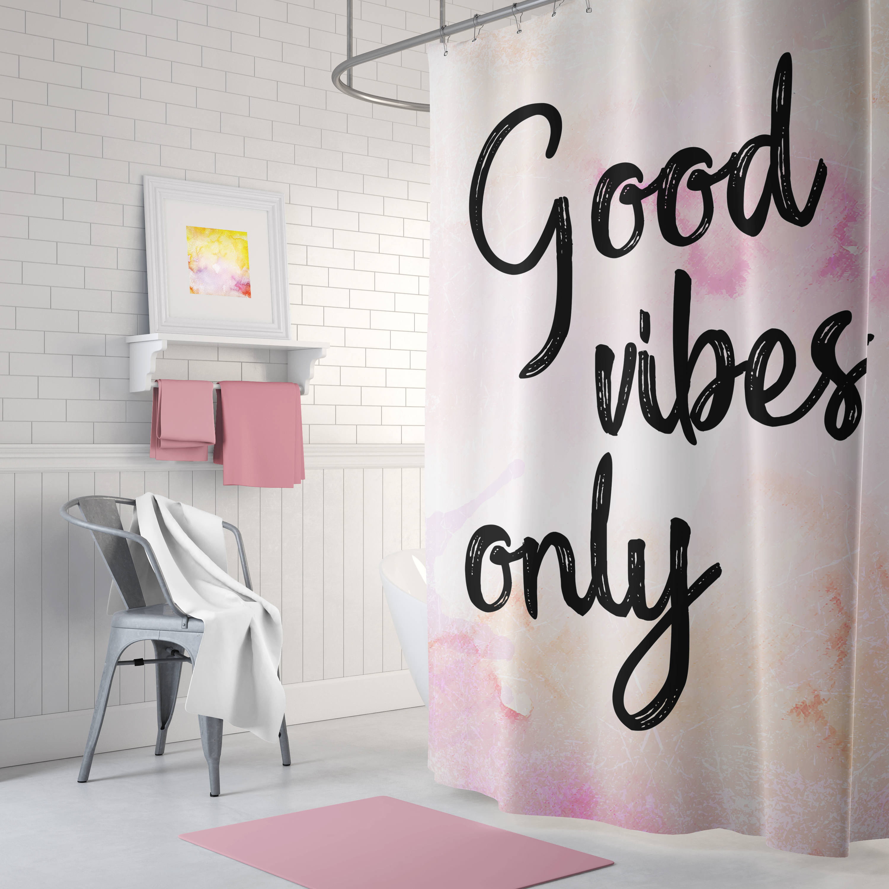 Good Vibes ly Shower Curtain Good Vibes shower Quote curtain