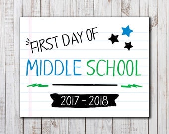 Printable First Day of School Sign, Back to School Printable, Boys or Girls Photo Prop, Middle School Sign, Back to School Photo Prop