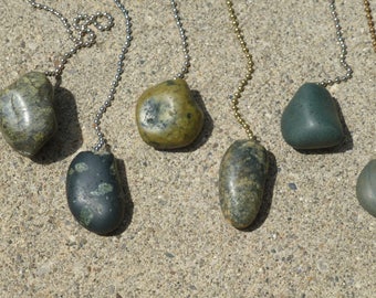 Green Stone Ceiling Fan Pull, light pull, Lake Superior rock fan pull, unique fan pull, chain pull, lamp pull, fan accessory, silver chain