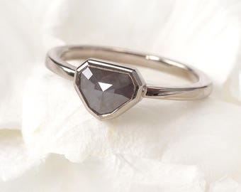 Rose Cut Diamond Engagement Ring | Eco Friendly 18ct White Gold | Handmade in the UK