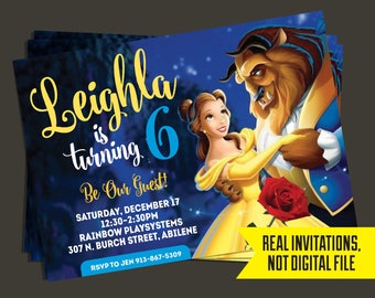 Beauty and the Beast Invitation - Beauty and the Beast Birthday Invitation - Belle Invitation