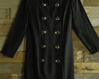 On Sale Vintage Wiggle Double Button Coat Dress Made in U.S.A. By Danny & Nicole-New York Size 6P Free Us Standard Shipping