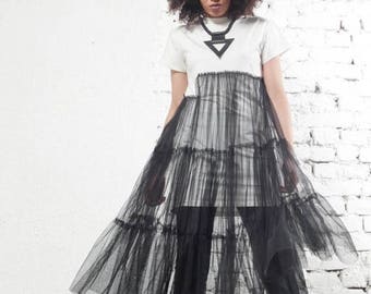 SALE Tulle Dress, Plus Size Maxi Dress, Womens Dresses, White Dress, Boho Maxi Dress, Bridesmaid Dress, Short Sleeved Dress, Summer Fashion