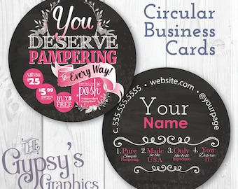 Perfectly Posh Business Cards, Chalkboard,Business Cards, Circular Calling Cards,Direct Marketing,Calling Cards,Business Material