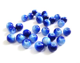 50 two-tone blue glass beads 4mm (U-23)