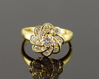 18k 0.40 CTW Diamond Pinwheel Engagement Ring Gold