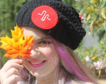 Musical.ly slouchy beanie hat// Musically hat// Musical.ly app slouchy hat// black slouchy beanie hat// Music beanie hat