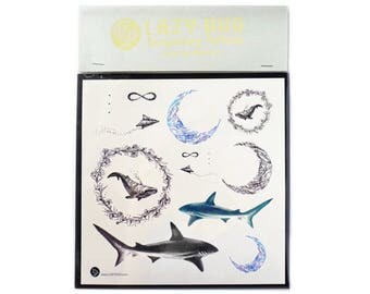 LAZYDUO Tattoo Moon Tattoo Sticker Shark Tattoos Minimal Tattoos Paper plane tattoo boho temporary tattoo small quote tattoo symbol tattoo