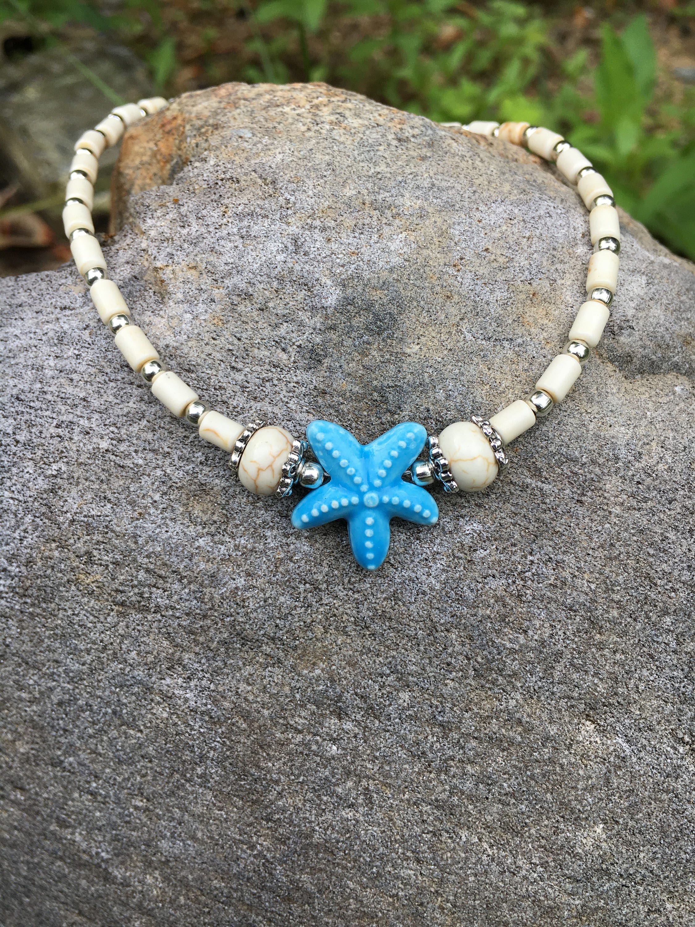 Beach Anklet Starfish Anklet Beaded Anklet Ankle Bracelet
