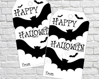 Halloween Gift Tags, Halloween Favor Tags, Bat Tags, Halloween Printable, Kids Halloween Tags, Black Bats, Printable Halloween Favor Tags